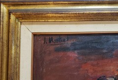 JONIO MONTIEL Still Life Vintage Post-Modern Oil Painting MCM c.1950 Framed