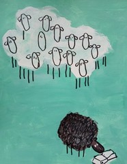 Expressionism/Abstract 11×14 Sheeps Ville Signed Colorful Hand Made Painting