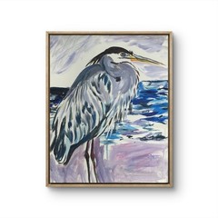 Heron Painting 11×14 Canvas Panel Original Blue Heron Art Coastal Decor