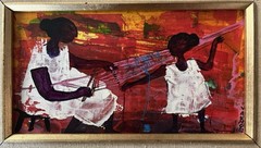 Alizandro Valencia Mexican Artist Mixed Media Painting Listed Signed