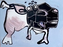 Outsider acrylic on paper painting by Dutch Outsider artist Hans Verschoor