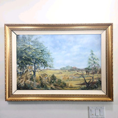 N. Reid Original Oil Painting African Savanna Cheetahs Wildlife Framed 44×32