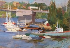 Oil painting City of Nikolaev Ukrainian painter cardboard original cityscape art