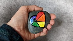 Hand Painted Rock / Stone – pride rocks – lgbtqia+ – rainbow heart – celebration