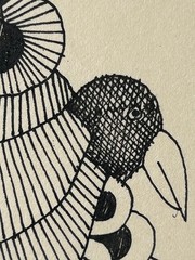 Vintage 1982 GUNTHER TEMECH ORIGINAL Black Pen Ink PAINTING UNTITLED Signed L@@K