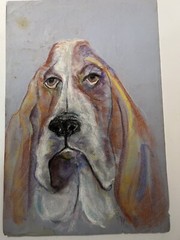 Hound Dog original Chalk On Paper Sketch by Suzanne Desneux Dade City artist