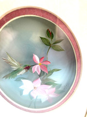 Trudy Quigley 3D Hummingbird Floral Framed Art Pink Gold Shadow Box