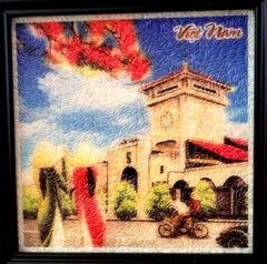 Vietnam Painting Rice Paper Colorful Women Framed Thai Koang Original Rice Art