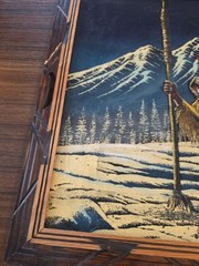 Vtg Indian Velvet Painting Made In Mexico Mountains Majesty Tracking