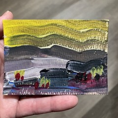 ACEO Artist Card 3.5 X 2.5 Abstract Landscape Acrylic Original Painting on Paper