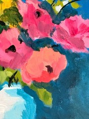 Floral Still Life Original Acrylic Painting 9×12 Wall Art R Stevens