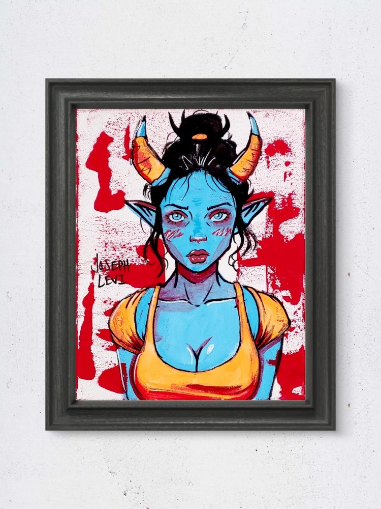 Hand Painted 8×10 Female Demon Portrait Acrylic Living Room Wall Art Home Decor
