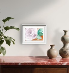 Single Pastel Pink Rose Bloom Vibrant Watercolor Impressionist 5×7 Painting.