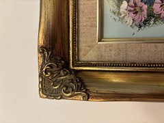 Vintage Painting Vase of Flowers in a Gold Toned Wood Frame