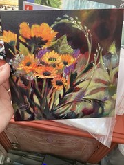 Original sunflower Still Life Painting floral Rose Realism Art bouquet USA EAE