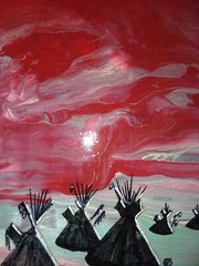 Native warrior Original Acrylic Painting Framed Signed. 16×22