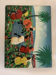 Original Acrylic Painting Caribbean Haiti Natives Signed
