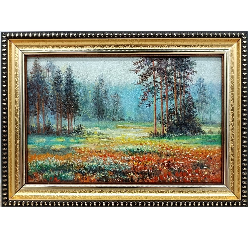Autumn Forest Original Oil Painting 6×4 Framed Signed Fall Landscape Nature Art
