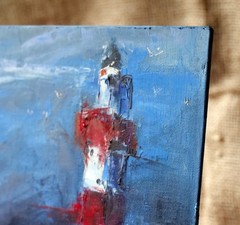 Roter Sand Lighthouse, Stormy Clouds over North Sea with Seaguls Dark Seascape