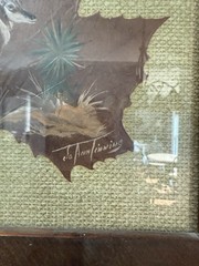 VTG 1982 Illinois River Talking Leaves Deer Painting by Jo Ann Tinning 12″x10.5″