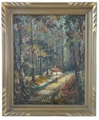 JOSEPH SLOMAN Original Signed Oil Painting New Jersey Path In Woods Orig Frame!
