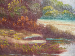 AUGUSTUS SPENCER, LISTED BRITISH COLLECTIBLE OIL LANDSCAPE IMPRESSIONISM ANTIQUE