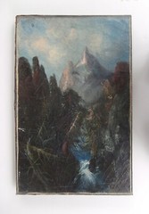 1860s Artist SIGNED „FB“ 19th C. PAINTING Frederick Butman ROCKY MOUNTAIN SCHOOL