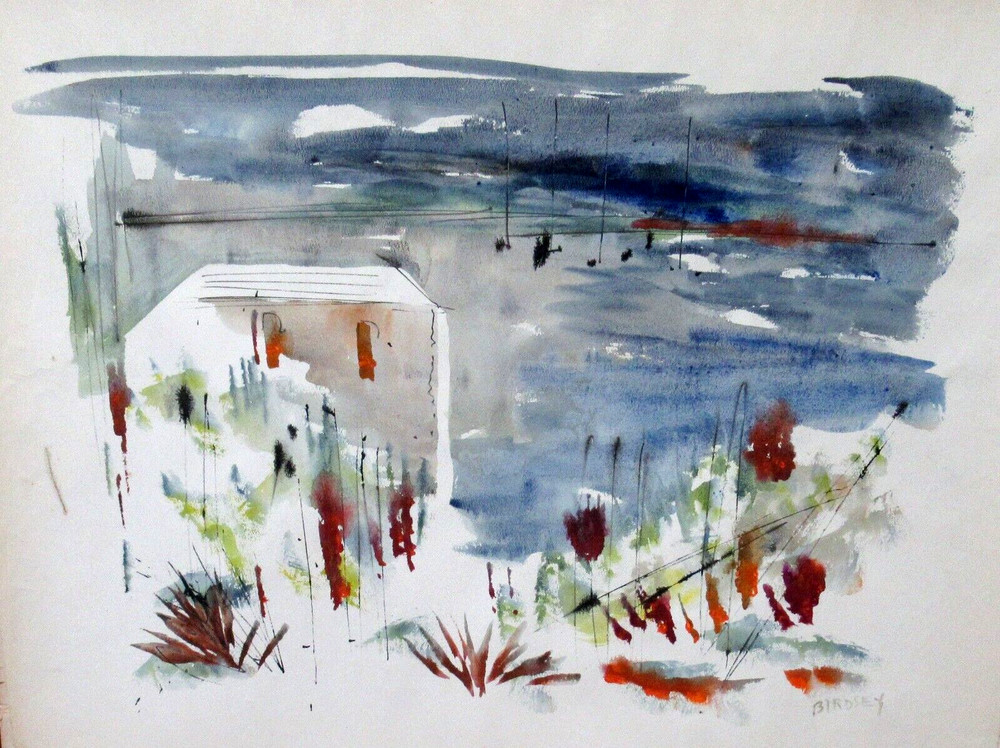 ALFRED BIRDSEY VINTAGE ORIGINAL WATERCOLOR BERMUDA BLUE SKIES SCENE PAINTING