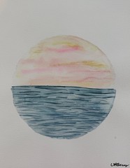 Abstract Watercolor Art Ocean Landscape on 8×10 Paper