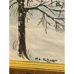 Mini 5 X 7 Oil Painting on canvas Artist M.b. Schauer 1970. Chapel in the Valley