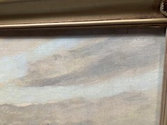 LEOPOLD BERAN INDUSTRIAL PORT SEASCAPE TONALIST MID CENTURY ANTIQUE OIL PAINTING
