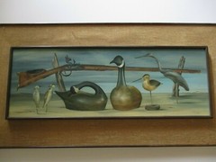 trompe l’oeil OIL PAINTING SURREAL REALISM DECOY DUCK WOOD SCULPTURE MODERNIST