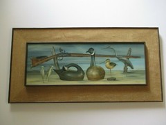 trompe l’oeil OIL PAINTING SURREAL REALISM DECOY DUCK WOOD SCULPTURE MODERNIST