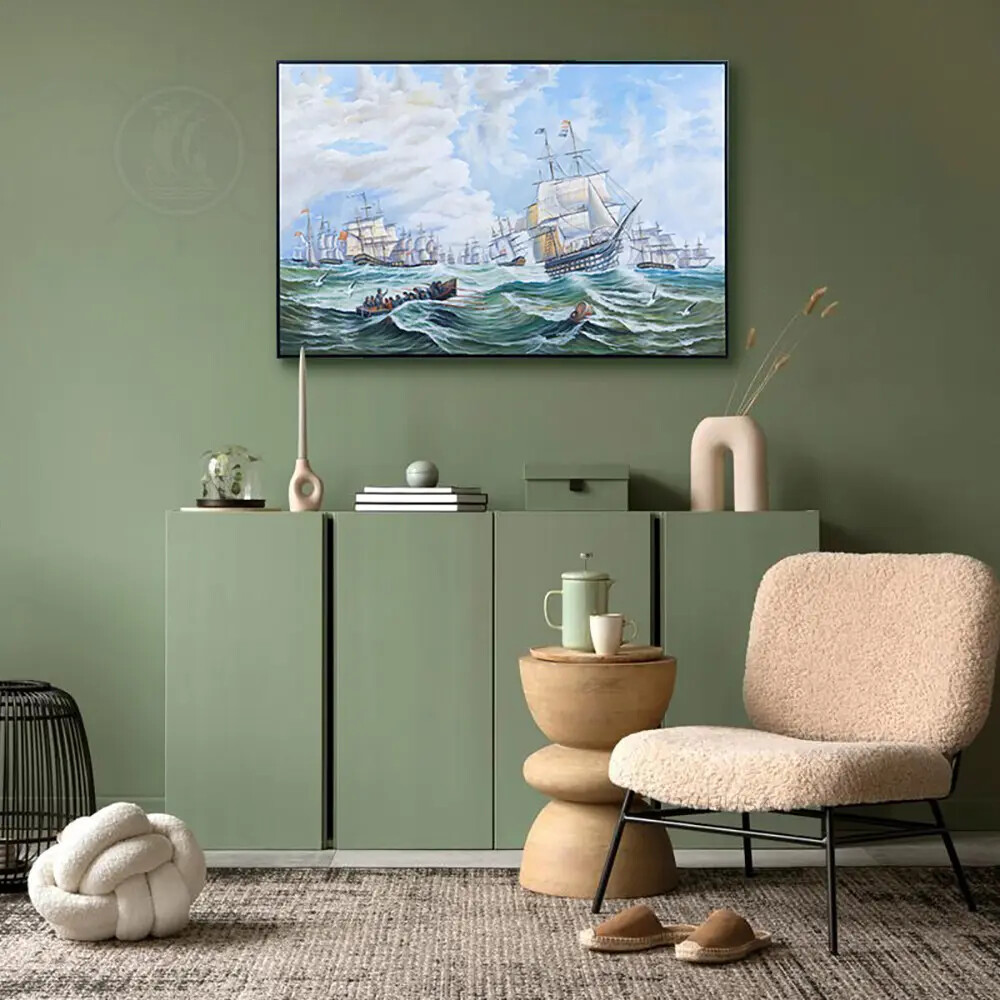 Mid-19th century Channel fleet in heavy weather – Masterpiece Canvas Painting