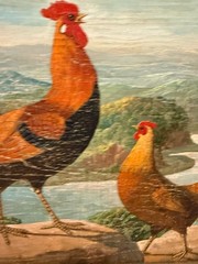 A. EMIL PRINZ (American, born 1856) Roosters Painting Landscape On Board Signed