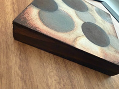 Small Abstract Circle Art Contemporary Painting on Wood Panel Shelf Sitter