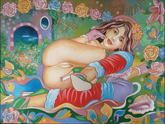 Erotic, oil on canvas on hardboard 60 x 80 cm, „Springtime“, Lovely Lisa Art.