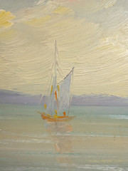Italian Fishing Boats Oil Masonite Nautical Painting Arthur D’Artois (1894-1976)