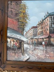 Vintage Henry Rogers Framed Oil Painting On Canvas Paris Street Scene