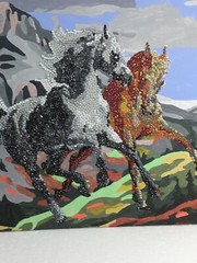 Beautiful Hand Embellished Paint By Number Horses In The Mountains Wall Art