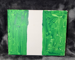Abstract Green & White Canvas Painting, Unframed Small Single Piece Art