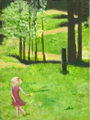 Young Girl in Sunlit Meadow Original Impressionist PRINT