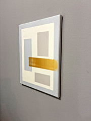 Original Geometric Abstract Painting Modern Minimalist Canvas Art Metallic Gold