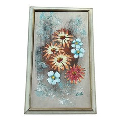 Carlo of Hollywood Framed Flower Painting