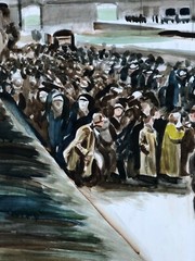Concentration Camp-Holocaust Watercolor Painting-1970s-Israel Louis Winarsky