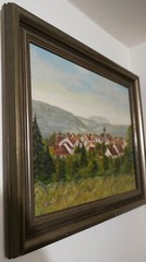 schönes Ölgemälde Tal Landschaft Dorf signiert Hugo Kaiser 62x50cm