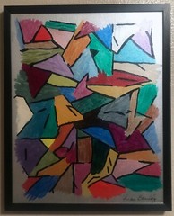 Hand Painted Acrylic Abstract Art by Fran Bernholz – (1) 16″x20″ Framed