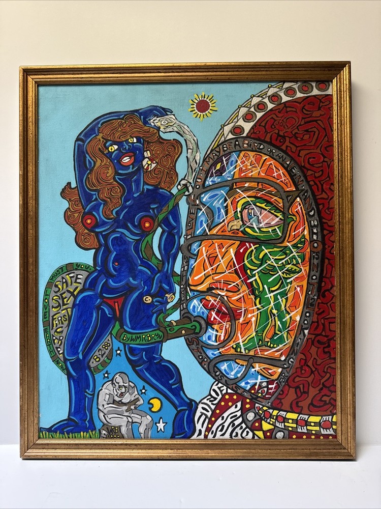 WILLIAM BRUN PAINTING WOMAN MODEL CUBISM MODERNISM VINTAGE LISTED FAMOUS 1980’S