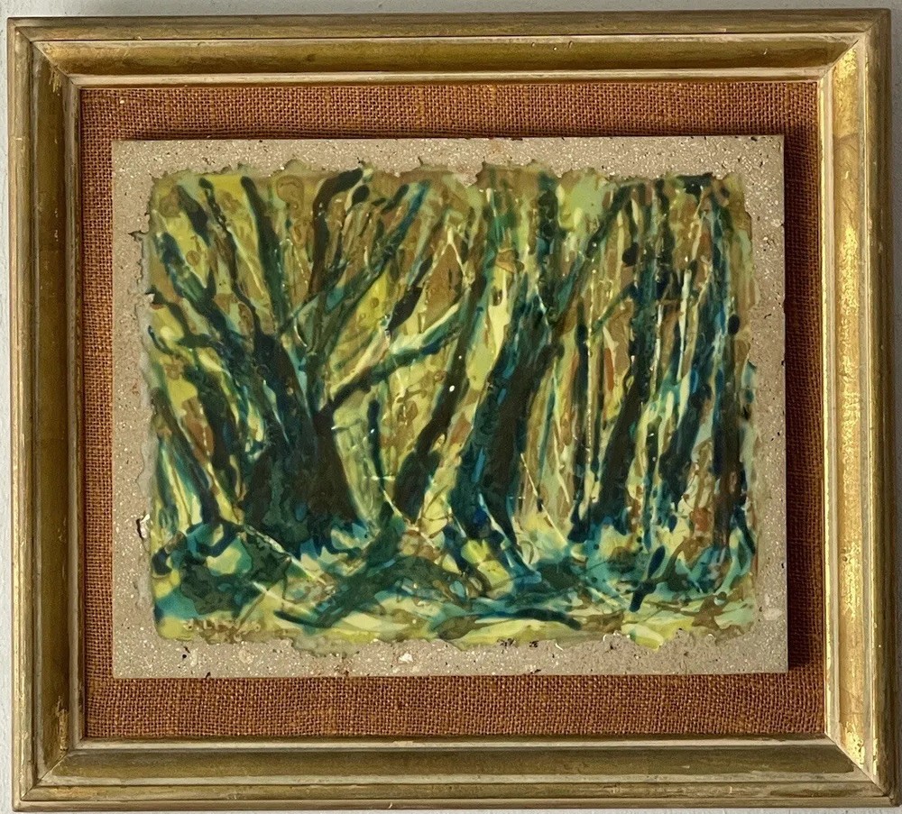 VINTAGE MODERN ABSTRACT OIL PAINTING WALL SCULPTURE MODERNISM ART LEWIS 1964