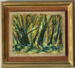 VINTAGE MODERN ABSTRACT OIL PAINTING WALL SCULPTURE MODERNISM ART LEWIS 1964